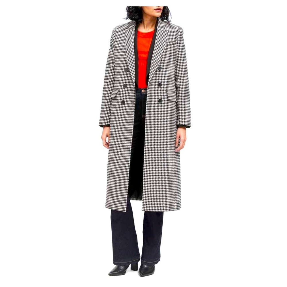 Banana republic wool long houndstooth coat